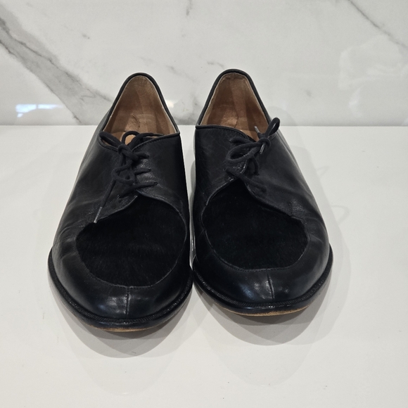 Bertie | Black Leather & Calf Hair Oxford Derby Dress Shoes | Men’s Size 10 main image 11